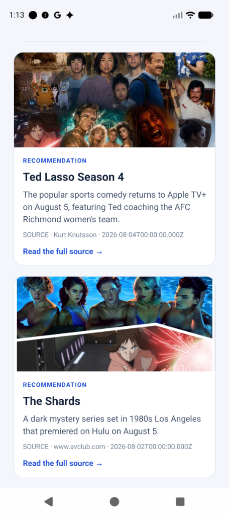 Watchlist AI App - Verified Source Cards
